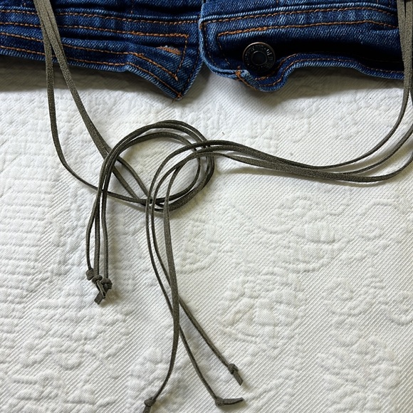 ⭐️Adorned Crown Textile custom altered denim jacket Ibiza dreams size medium - Picture 7 of 12